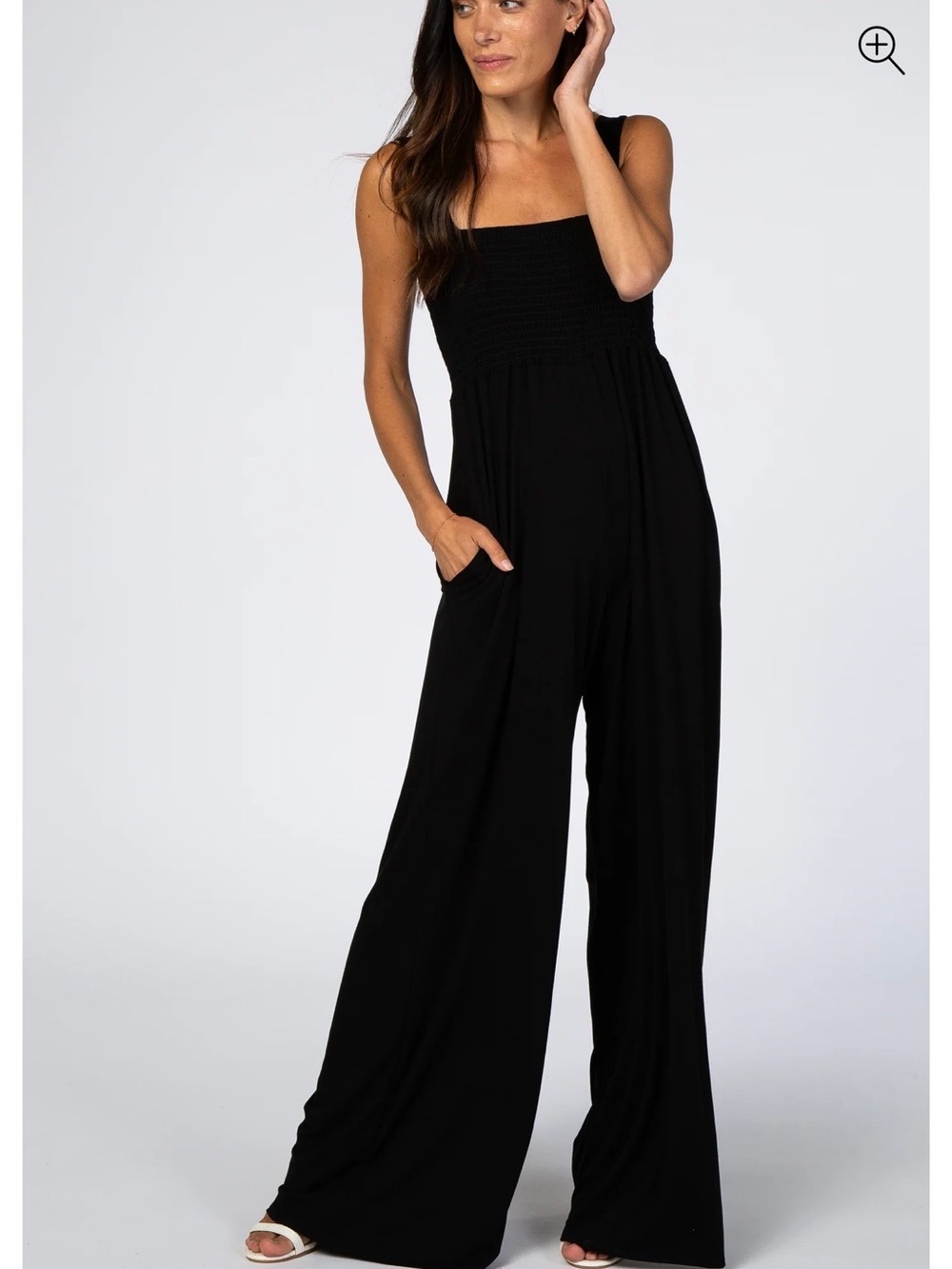 Pinkblush Black Smocked Wide-Leg Jumpsuit